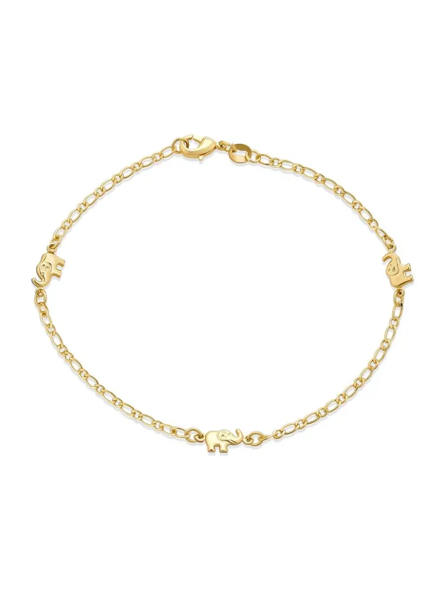 Браслет на щиколотку с подвесками-слонами Three Multi Charm Lucky Elephant Anklet Bling Jewelry — изображение 1 из 3