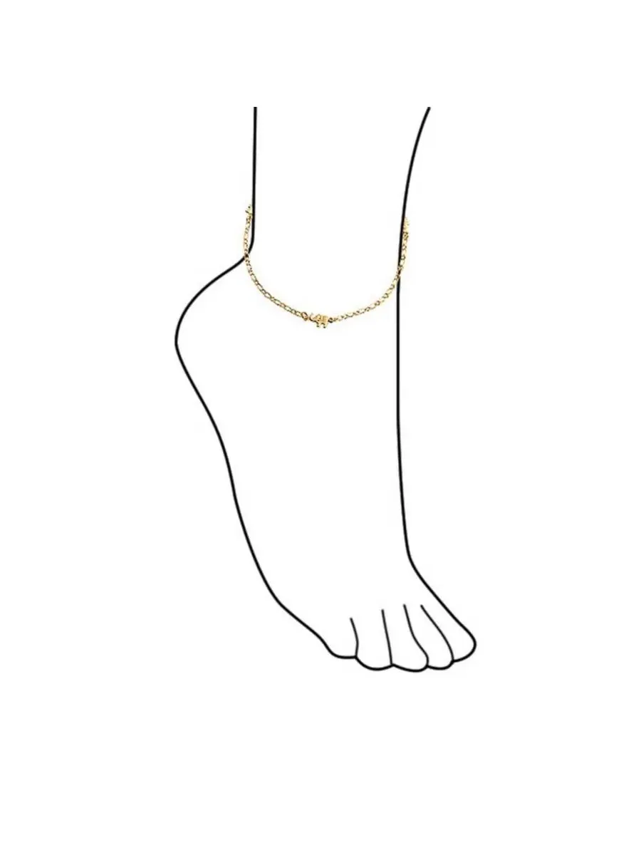 Браслет на щиколотку с подвесками-слонами Three Multi Charm Lucky Elephant Anklet Bling Jewelry — изображение 2 из 3