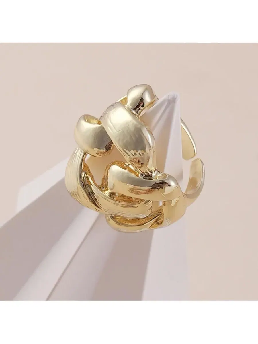 Кольцо-пусеты с кристаллами The Link Statement Ring SOHI — изображение 5 из 7, оттенок золото