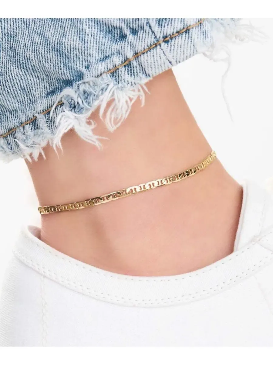 Браслет на щиколотку 25 см из золота 10K, цепь маринер 2,2 мм Curata Jewelry — изображение 3 из 4, оттенок нет цвета