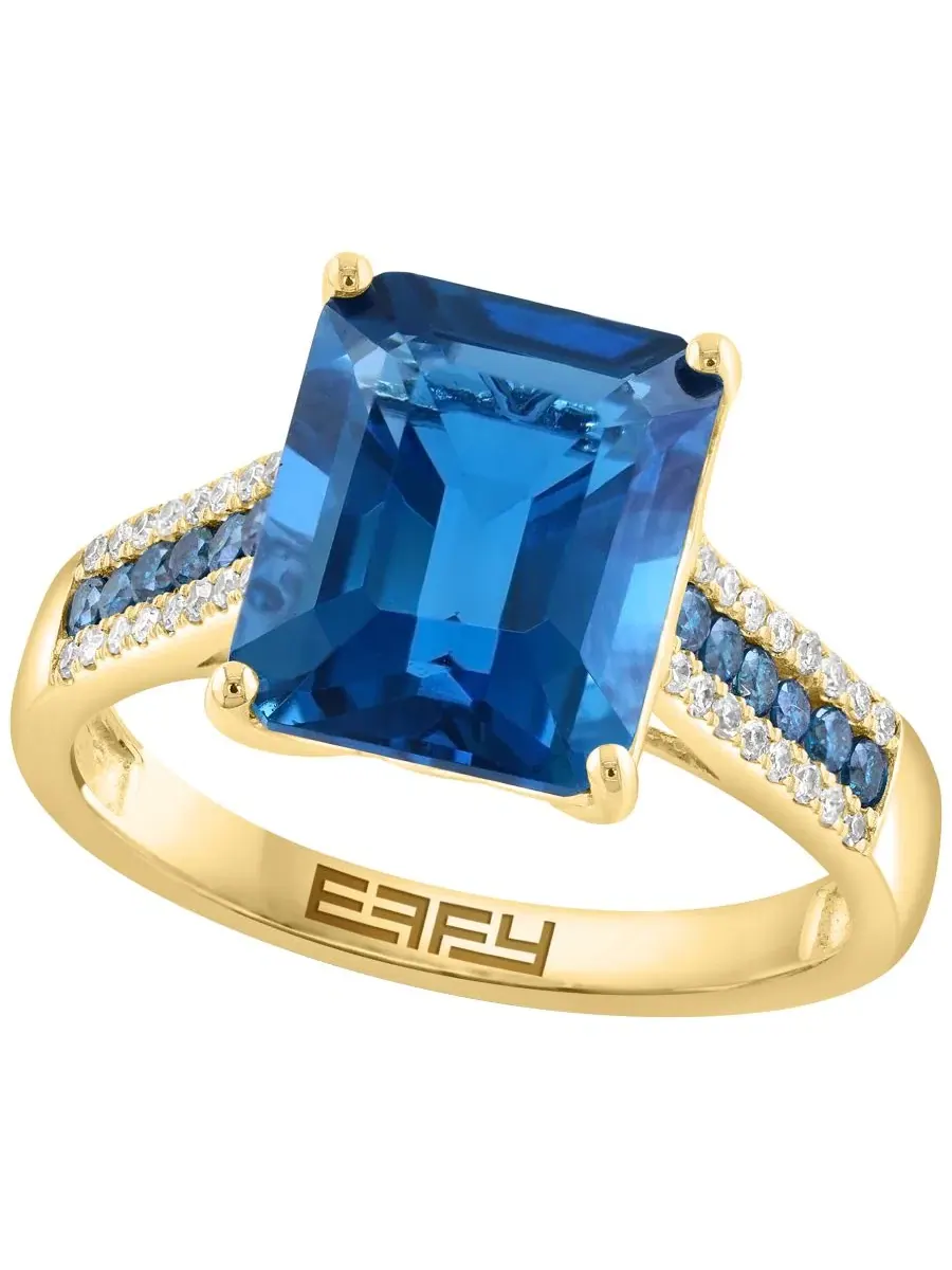 Кольцо с лондонским голубым топазом и бриллиантом, 14K белое золото EFFY Collection — изображение 1 из 5