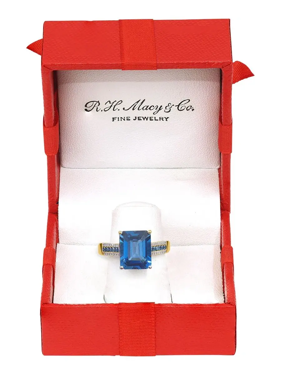 Кольцо с лондонским голубым топазом и бриллиантом, 14K белое золото EFFY Collection — изображение 2 из 5