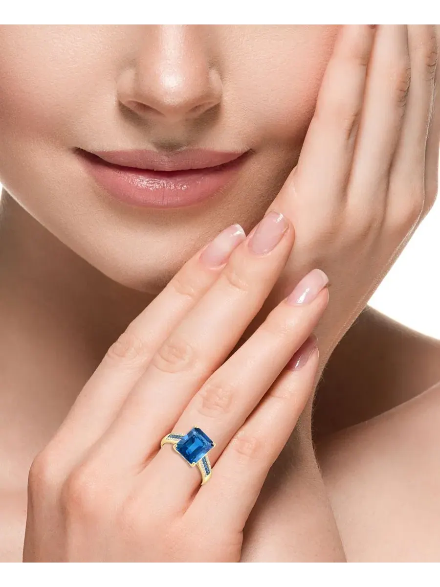 Кольцо с лондонским голубым топазом и бриллиантом, 14K белое золото EFFY Collection — изображение 3 из 5