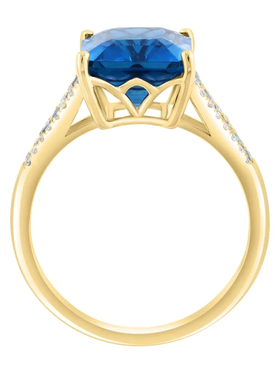 Кольцо с лондонским голубым топазом и бриллиантом, 14K белое золото EFFY Collection — изображение 4 из 5