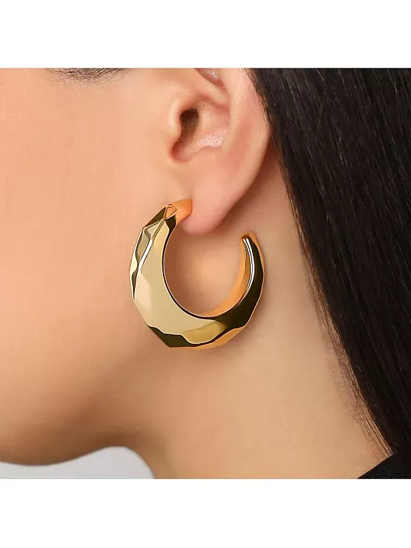 Серьги-Кольца с текстурированными круассанами Bcbg — изображение 2 из 4, оттенок золото