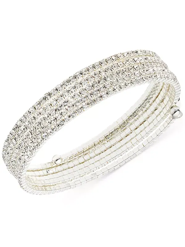 Многорядный гибкий браслет со стразами Anne Klein — изображение 1 из 1, оттенок серебряный