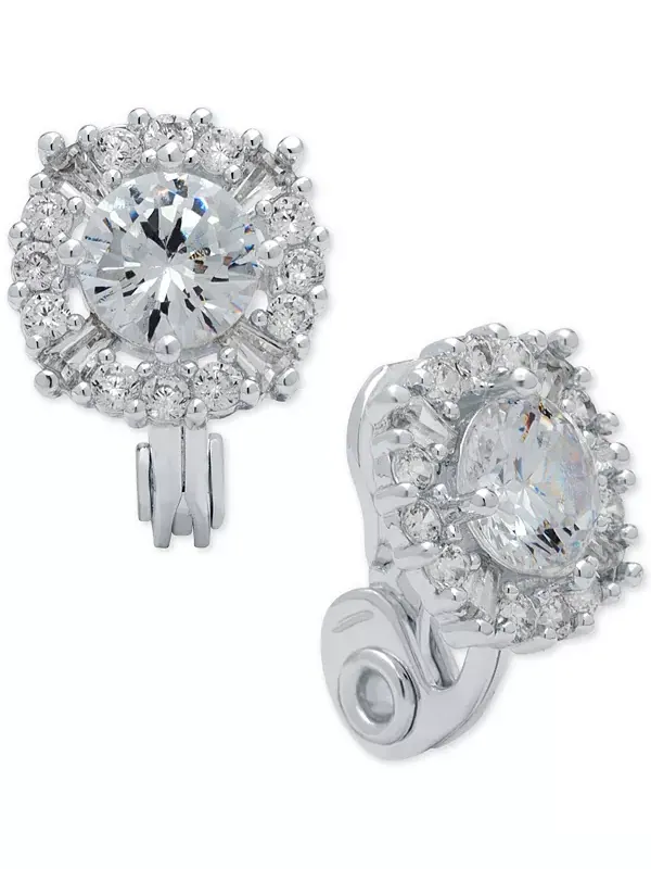 Серьги-Клипсы Crystal Stud EZ Comfort Anne Klein — изображение 1 из 3, оттенок серебряный