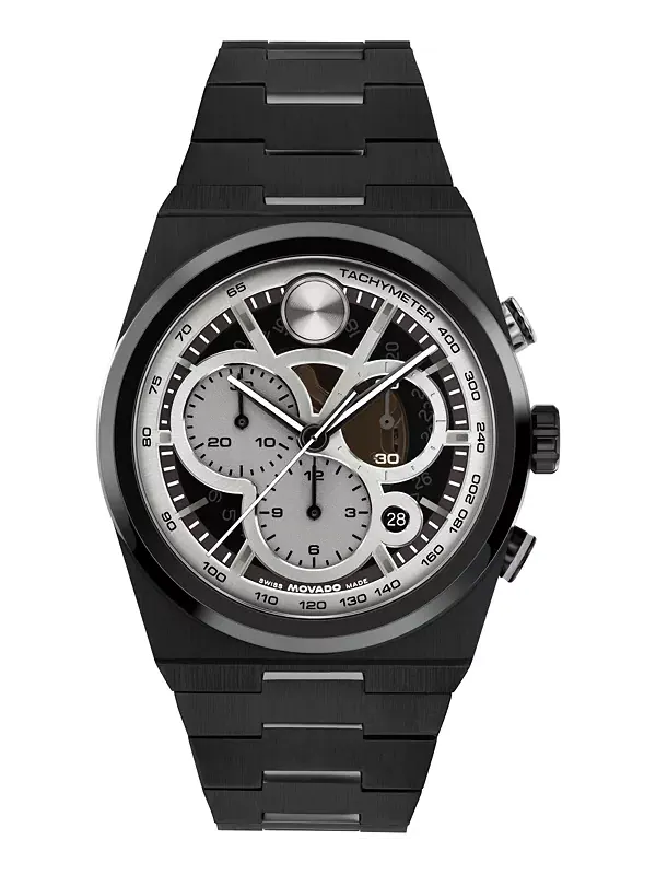 Мужские часы Bold Quest Swiss Quarter Chrono с ионным покрытием, черные, стальные, 40 мм Movado — изображение 1 из 4