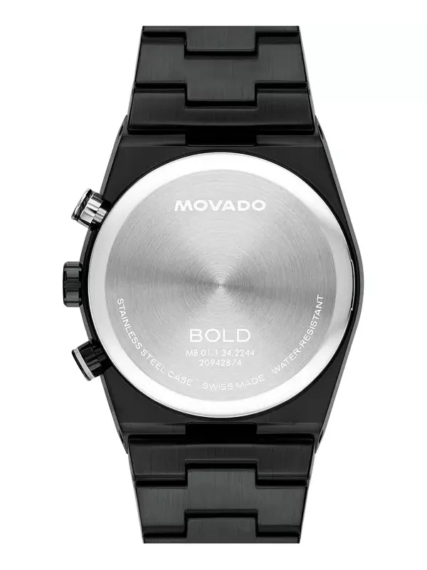 Мужские часы Bold Quest Swiss Quarter Chrono с ионным покрытием, черные, стальные, 40 мм Movado — изображение 2 из 4