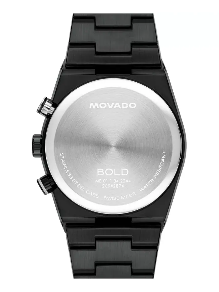 Мужские часы Bold Quest Swiss Quartz Chrono с ионным покрытием, черная сталь, 40 мм Movado — изображение 2 из 6