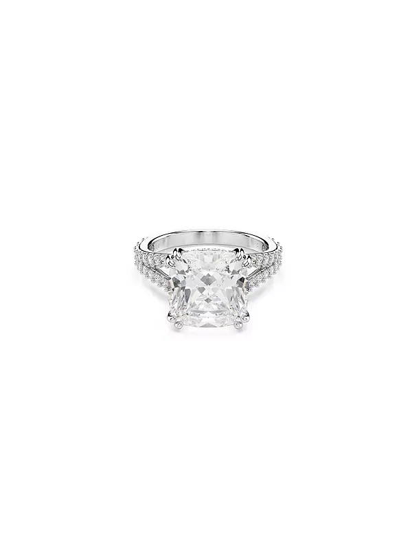 Кольцо Stilla с квадратной огранкой, покрытое родием Swarovski — изображение 1 из 4, оттенок белый
