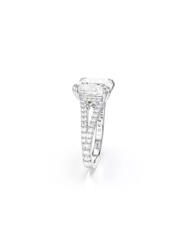 Кольцо Stilla с квадратной огранкой, покрытое родием Swarovski — изображение 3 из 4, оттенок белый