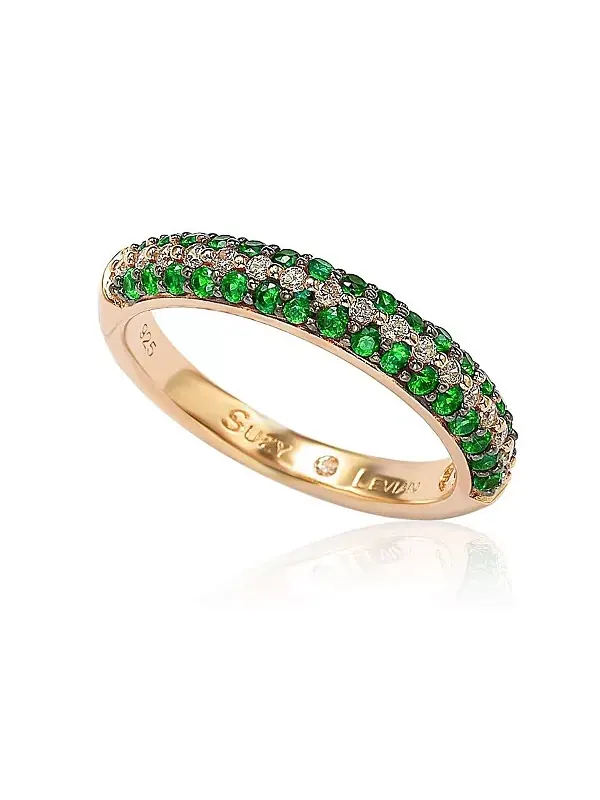 Кольцо Suzy Levian Rose из стерлингового серебра с микропаве из цветных кубических цирконий — изображение 1 из 3