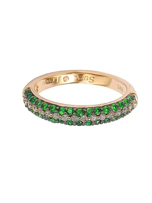 Кольцо Suzy Levian Rose из стерлингового серебра с микропаве из цветных кубических цирконий — изображение 2 из 3