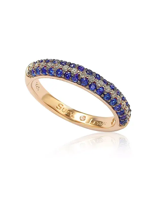 Кольцо Suzy Levian Rose из стерлингового серебра с микропаве из цветных кубических цирконий — изображение 1 из 3