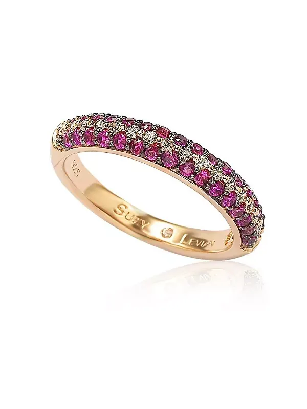 Кольцо Suzy Levian Rose из стерлингового серебра с микропаве из цветных кубических цирконий — изображение 1 из 3
