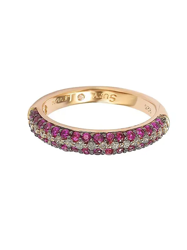 Кольцо Suzy Levian Rose из стерлингового серебра с микропаве из цветных кубических цирконий — изображение 2 из 3