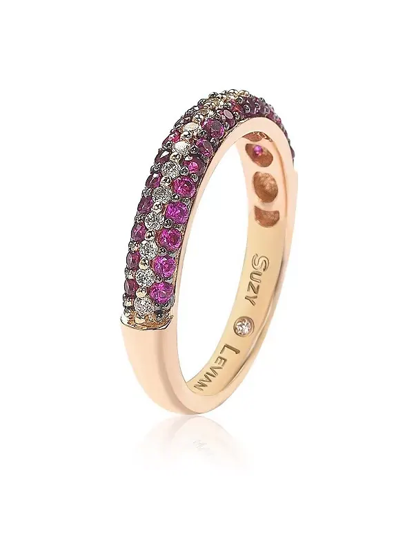 Кольцо Suzy Levian Rose из стерлингового серебра с микропаве из цветных кубических цирконий — изображение 3 из 3