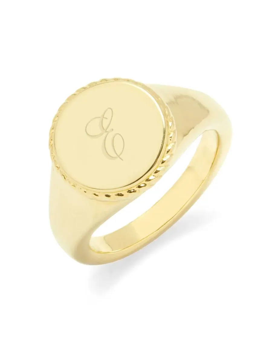 Кольцо-печатка с инициалом Charlie, 14K золотое покрытие brook & york — изображение 4 из 19, оттенок золотистый