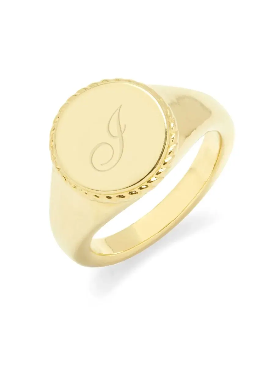 Кольцо-печатка с инициалом Charlie, 14K золотое покрытие brook & york — изображение 8 из 19, оттенок золотистый