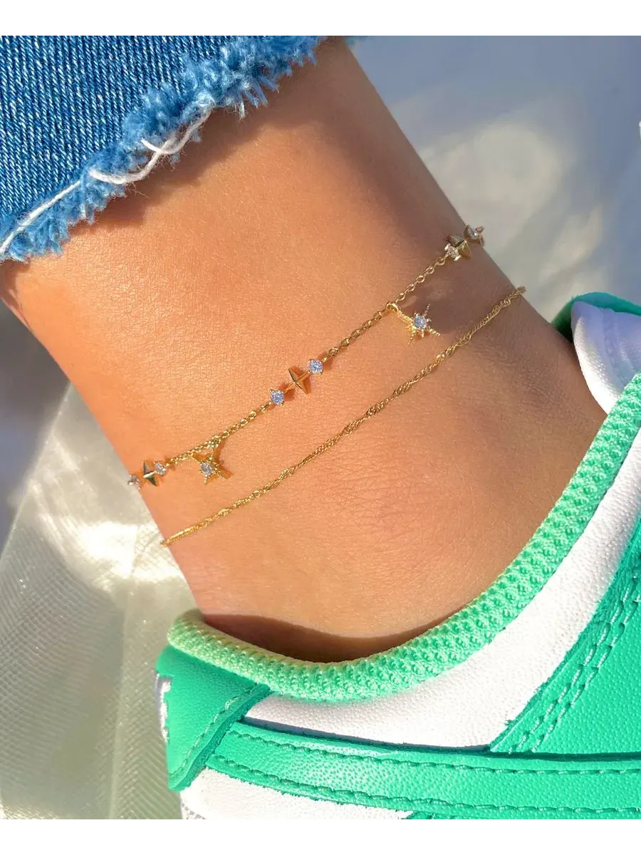 Браслет на щиколотку Wandering Stars Anklet Girls Crew — изображение 4 из 4, оттенок золото
