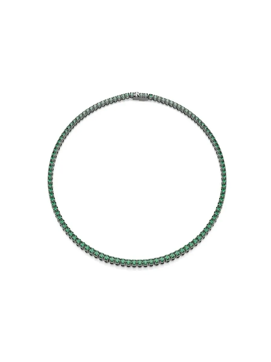 Колье-подвеска Matrix Tennis с зелеными кристаллами Swarovski, рутениевое покрытие Swarovski — изображение 1 из 8