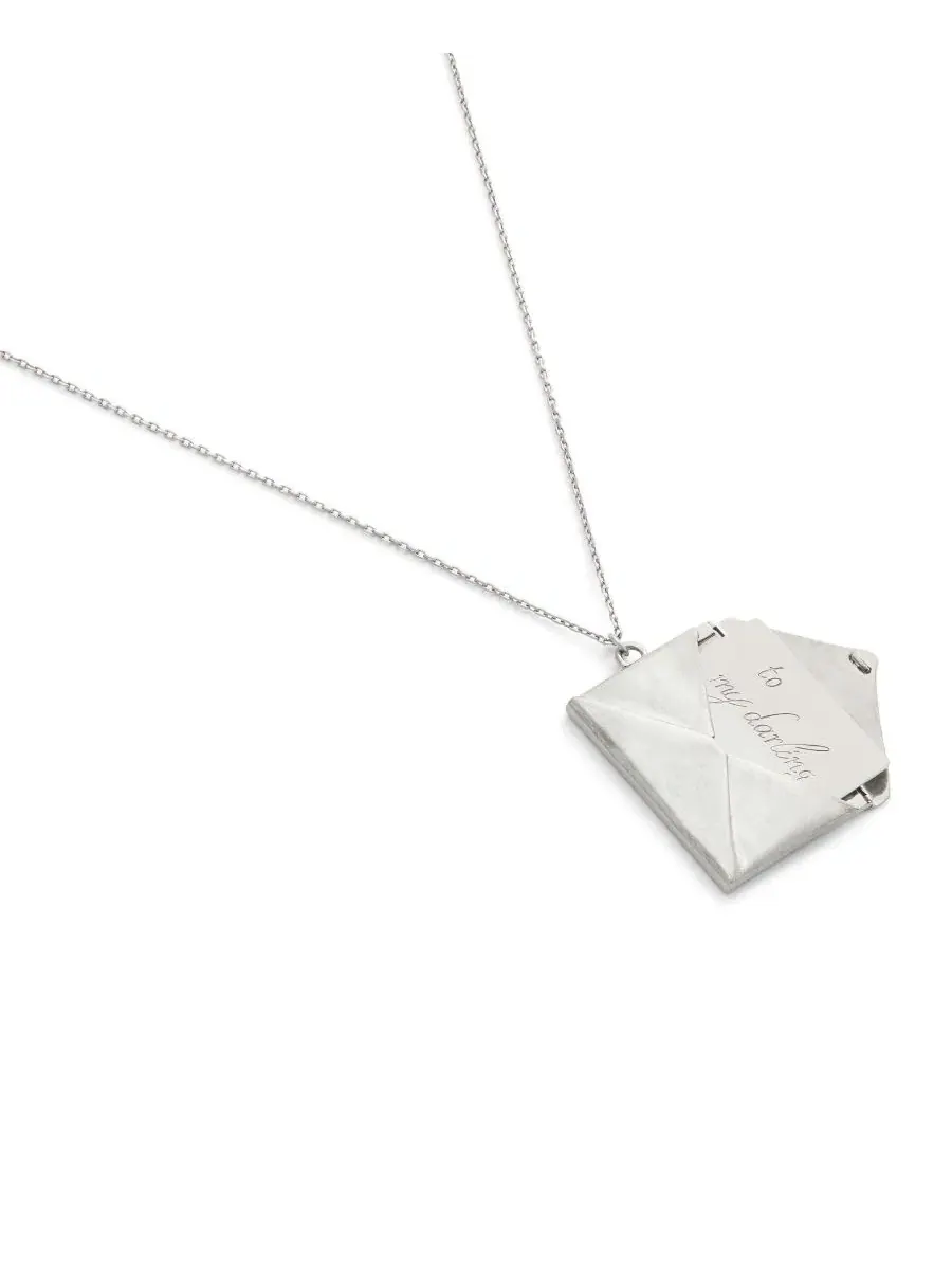 Колье с подвеской-конвертом Antique Silver Runway Envelope Pendant COACH — изображение 4 из 7, оттенок серебристый
