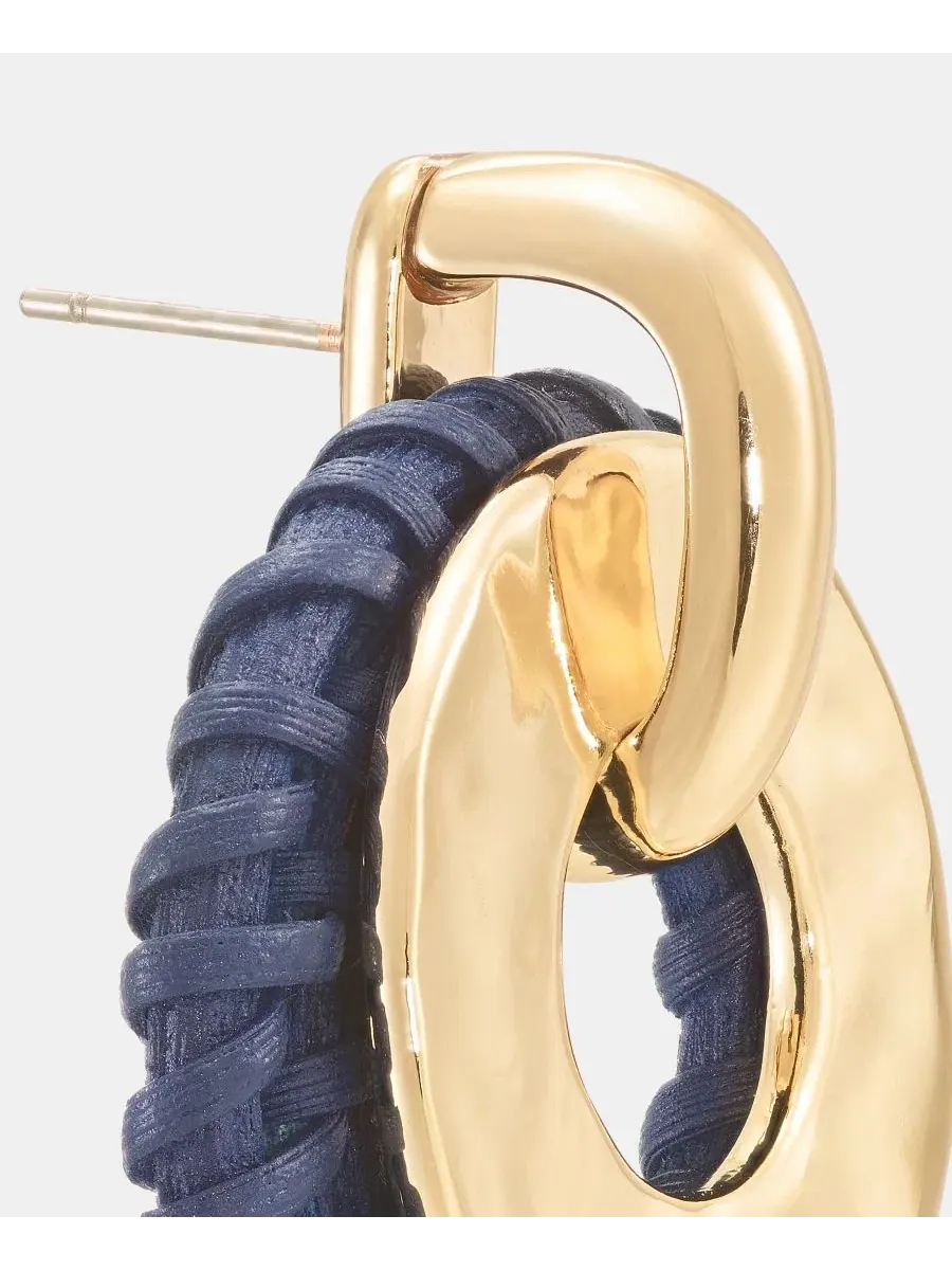 Серьги-гвоздики с плетеным ротангом Style & Co — изображение 2 из 3, оттенок синий