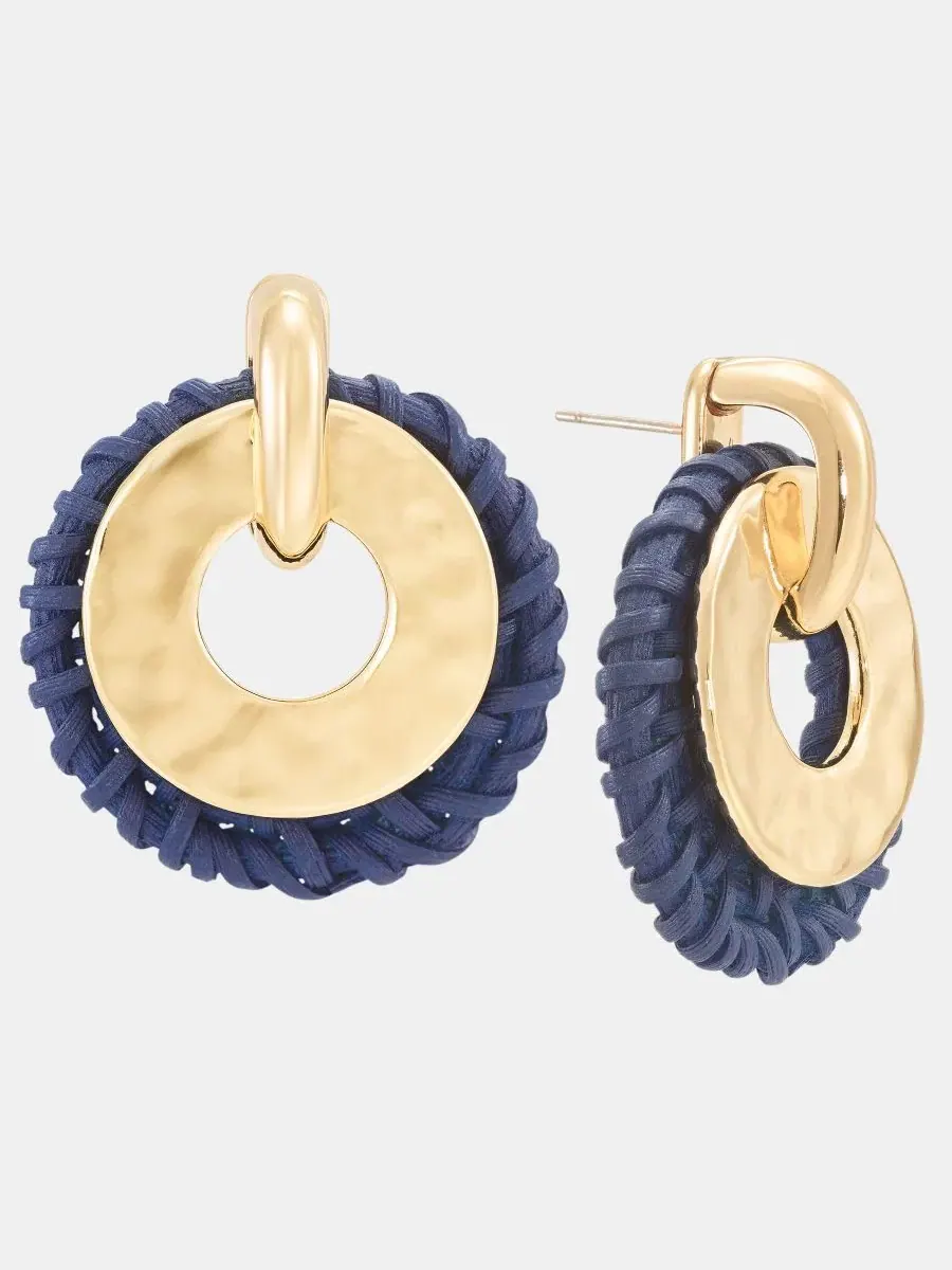 Серьги-гвоздики с плетеным ротангом Style & Co — изображение 3 из 3, оттенок синий