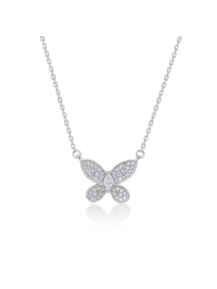 Кулон-подвеска с бабочкой из стерлингового серебра с фианитами, модель Butterfly Solitaire Suzy — изображение 1 из 3