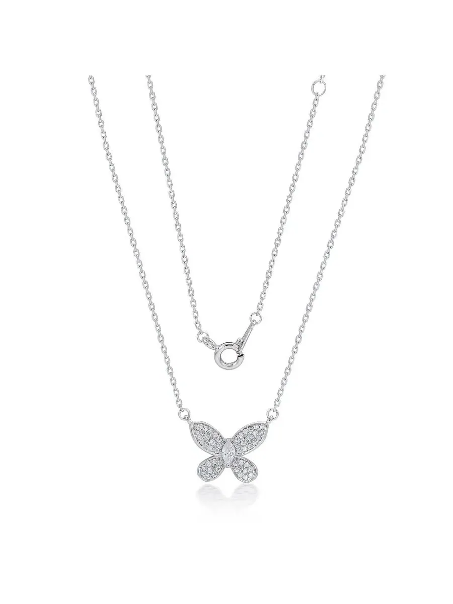 Кулон-подвеска с бабочкой из стерлингового серебра с фианитами, модель Butterfly Solitaire Suzy — изображение 2 из 3