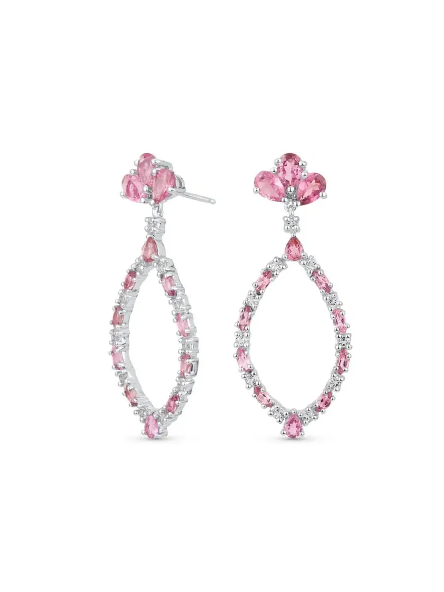 Серьги-люстры с подвесками в виде листьев, с танзанитом и турмалином Bling Jewelry — изображение 1 из 4