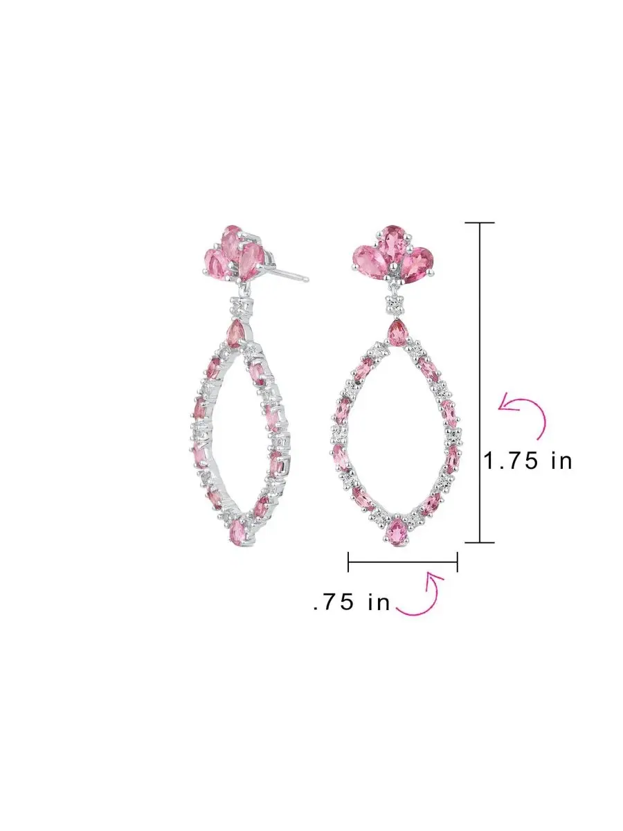 Серьги-люстры с подвесками в виде листьев, с танзанитом и турмалином Bling Jewelry — изображение 3 из 4