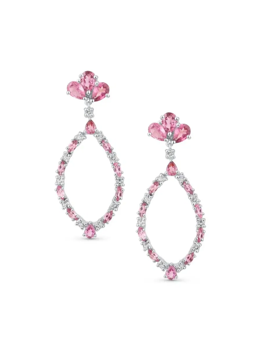 Серьги-люстры с подвесками в виде листьев, с танзанитом и турмалином Bling Jewelry — изображение 4 из 4