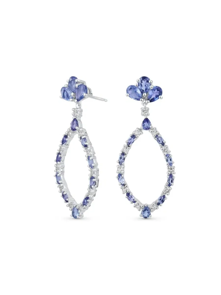 Серьги-люстры с подвесками в виде листьев, Teardrop Leaf Tanzanite Zircon Bling Jewelry — изображение 1 из 5