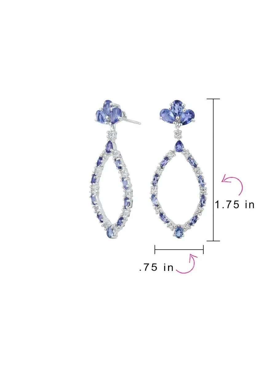 Серьги-люстры с подвесками в виде листьев, Teardrop Leaf Tanzanite Zircon Bling Jewelry — изображение 2 из 5