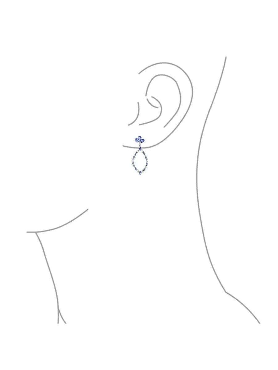 Серьги-люстры с подвесками в виде листьев, Teardrop Leaf Tanzanite Zircon Bling Jewelry — изображение 3 из 5