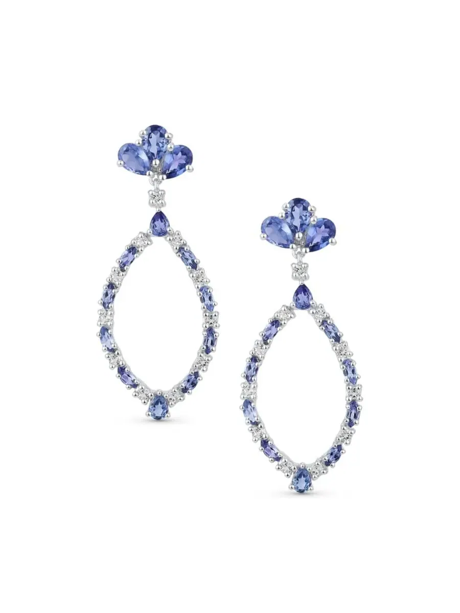 Серьги-люстры с подвесками в виде листьев, Teardrop Leaf Tanzanite Zircon Bling Jewelry — изображение 5 из 5