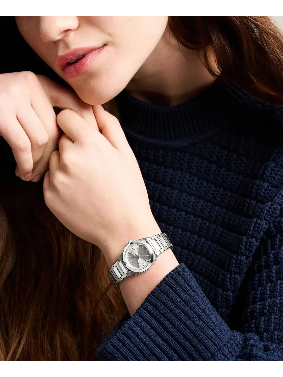 Женские часы Everett Three-Hand из нержавеющей стали, 27 мм Fossil — изображение 5 из 5, оттенок серебряный