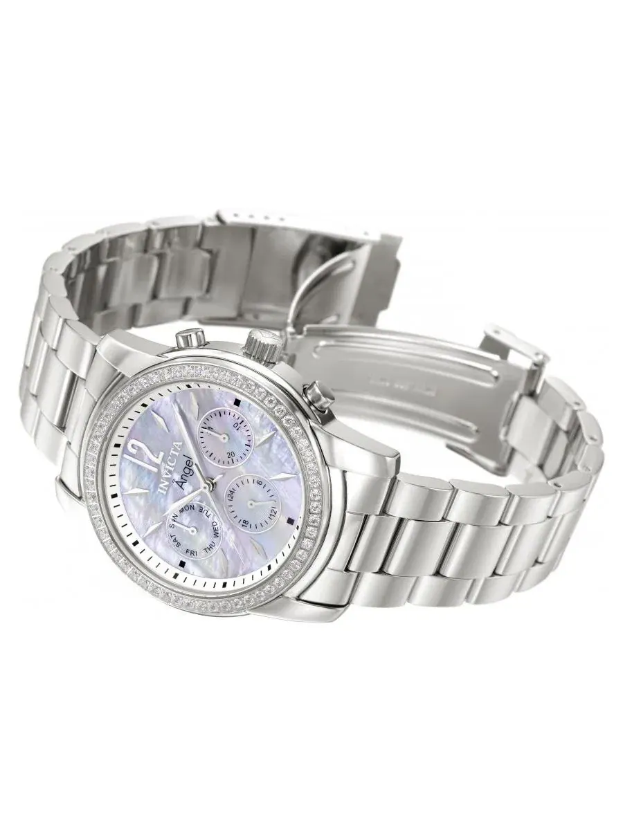 Женские часы Angel Quartz Chronograph, 38 мм Invicta — изображение 2 из 3, оттенок серебряный