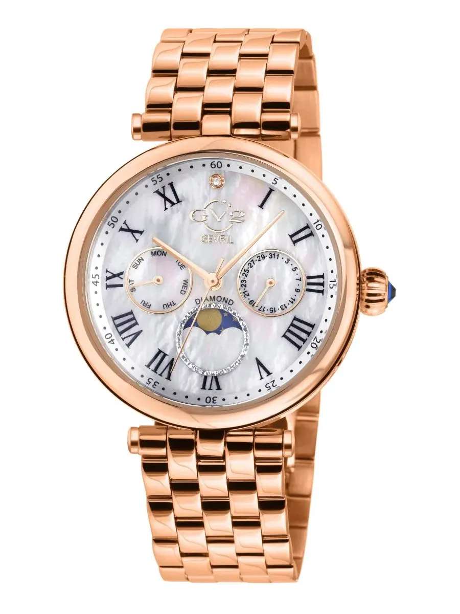 Женские часы Florence Swiss Quartz Diamond IP Stainless Steel Bracelet Watch GV2 by Gevril — серебристый