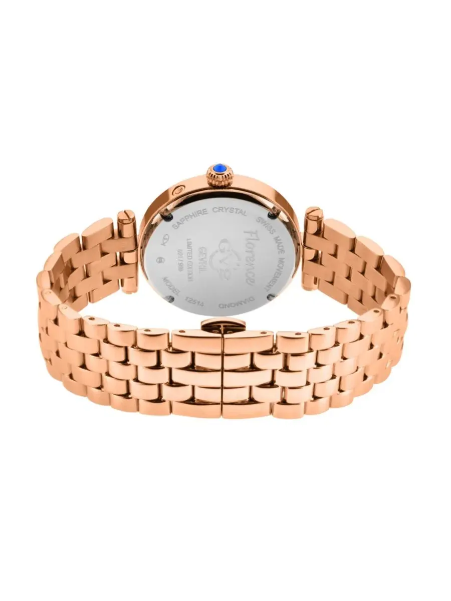 Женские часы Florence Swiss Quartz Diamond IP Stainless Steel Bracelet Watch GV2 by Gevril — изображение 3 из 3