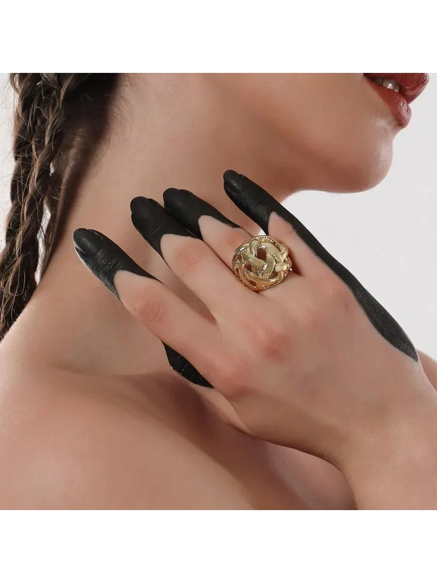 Кольцо-плетение с позолоченным покрытием California Gold The Basket Weave Statement Ring SOHI — изображение 4 из 8