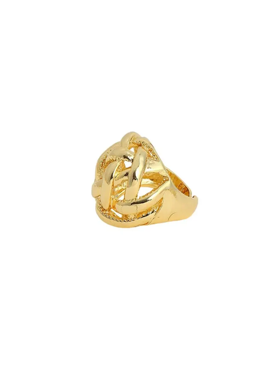 Кольцо-плетение с позолоченным покрытием California Gold The Basket Weave Statement Ring SOHI — изображение 5 из 8