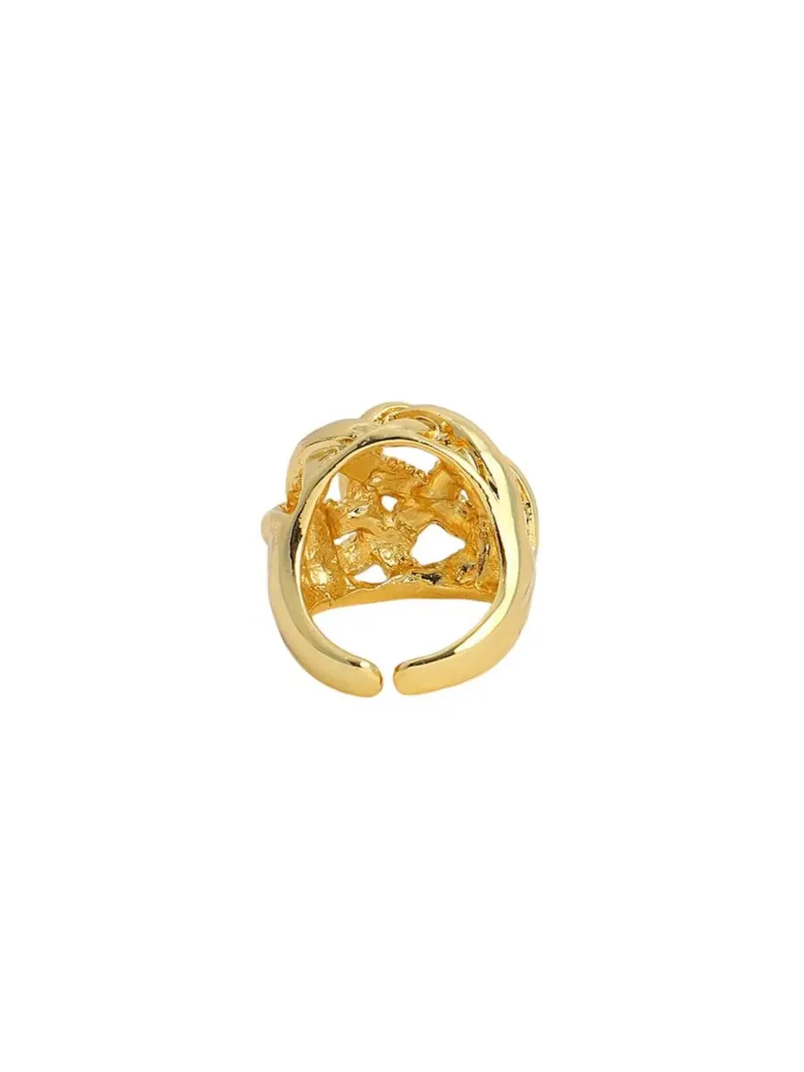 Кольцо-плетение с позолоченным покрытием California Gold The Basket Weave Statement Ring SOHI — изображение 6 из 8