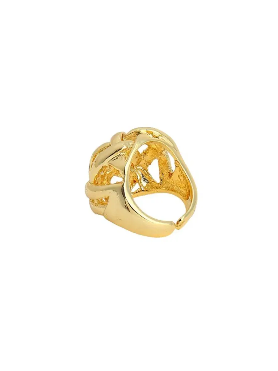 Кольцо-плетение с позолоченным покрытием California Gold The Basket Weave Statement Ring SOHI — изображение 8 из 8
