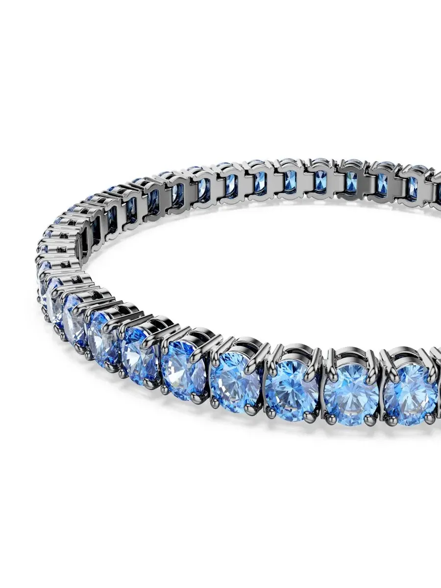 Браслет-теннис Matrix с фианитами Swarovski, с родиевым покрытием — изображение 2 из 5, оттенок темно-синий