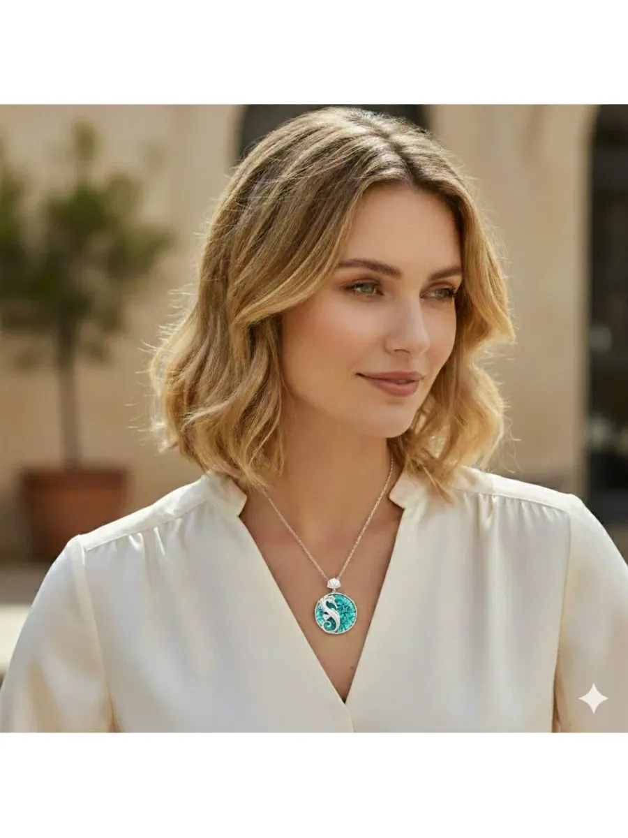 Кулон-подвеска в виде морского конька с муранским стеклом, модель Seahorse Necklace Simona — изображение 3 из 4