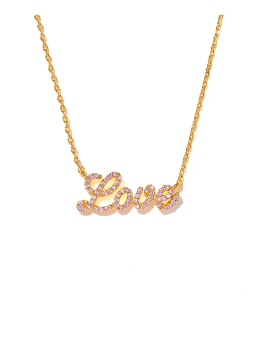 Кулон с надписью Love Script, 18K золотое покрытие Girls Crew — изображение 1 из 3