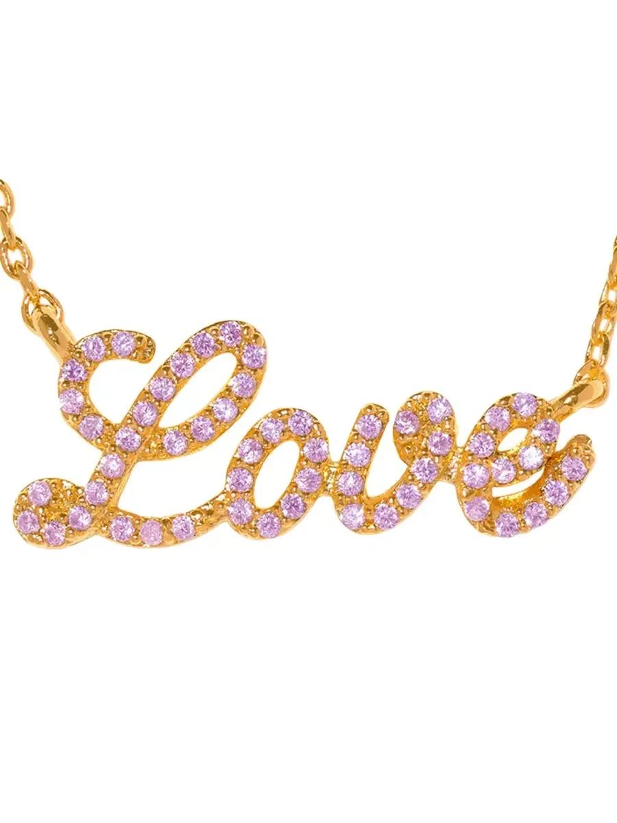 Кулон с надписью Love Script, 18K золотое покрытие Girls Crew — изображение 2 из 3